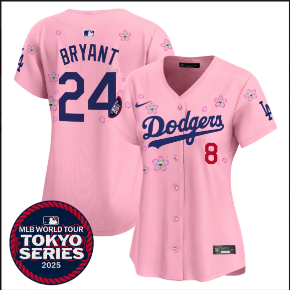 Women Los Angeles Dodgers #24 Bryant Tokyo Series 2025 pink Limited Stitched Jersey